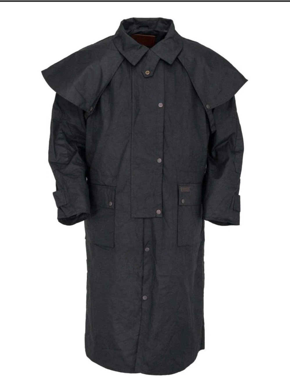 Long Black Trench Coat with Cape Back